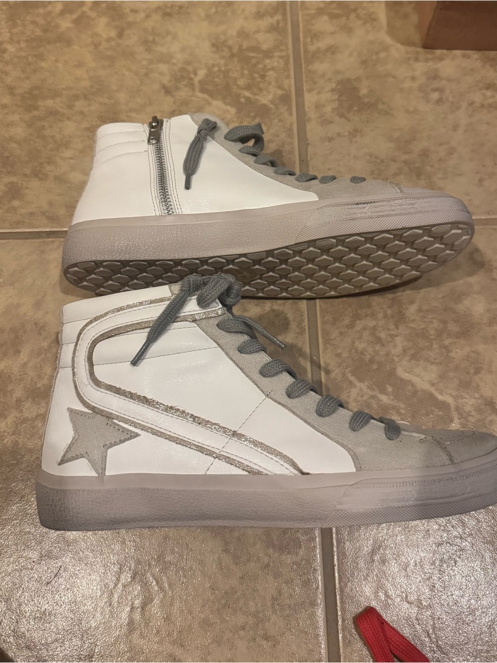 ShuShop Roxanne Off White High-Top Sneakers